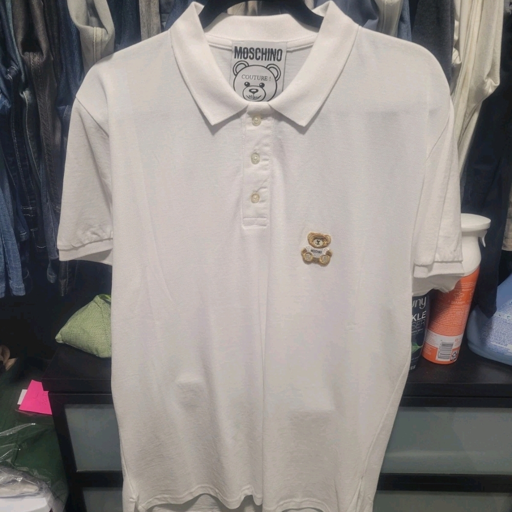 Moschino Kids Polo with Bear Patch - White